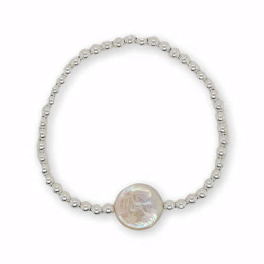 Sterling Silver Braclet with Fresh Water Penny Pearl