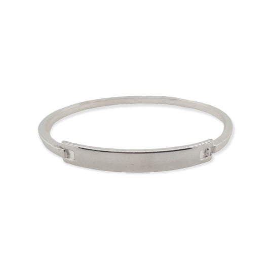 60MM Sterling Silver ID Hinged Sleek Bangle