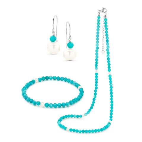 Callie Bracelet Featuring 4.5Mm Amazonite And Freshwater Pearls, Measuring 19Cm (Bracelet Only)