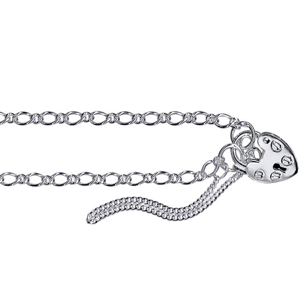 Sterling silver Oval Figaro 1+1 Padlock Bracelet