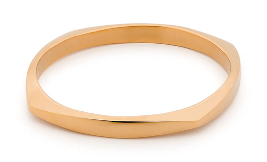 Stainless Steel Square Edged Bangle With Rose Gold Ion Plating Size 65