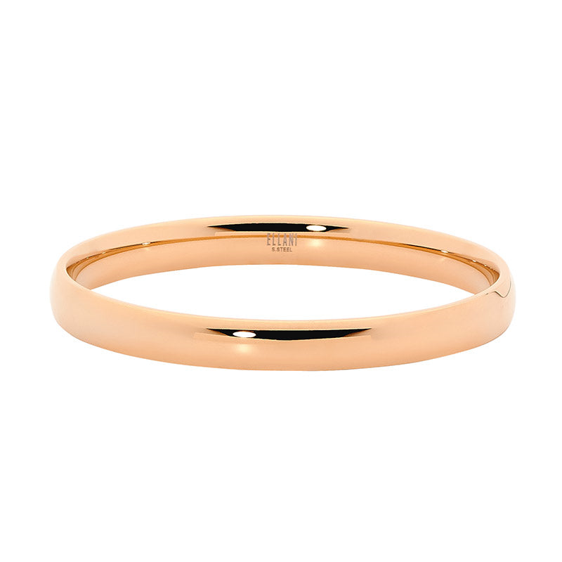 Stainless Steel 8Mm Wide Roung Bangel With Rose Gold Ion Plating Size 65Mm