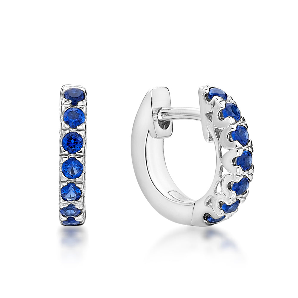 Sterling silver blue cz huggies