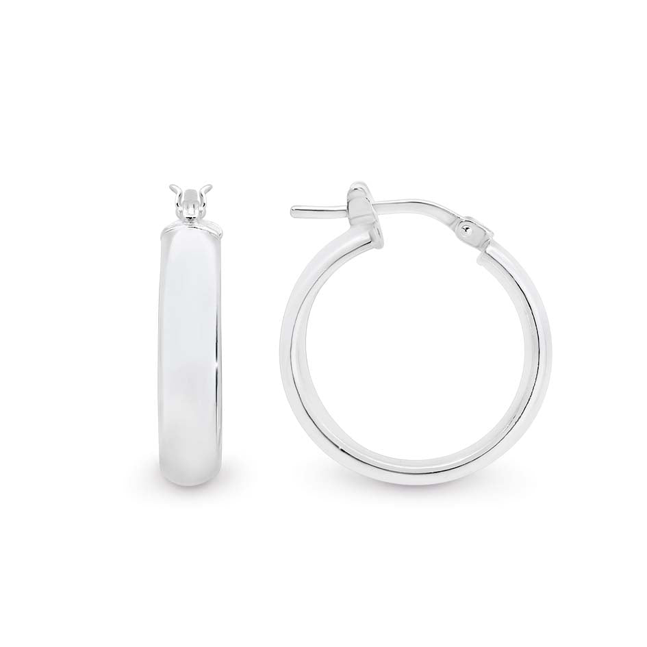 Sterling Silver Italian Half Round Hoop