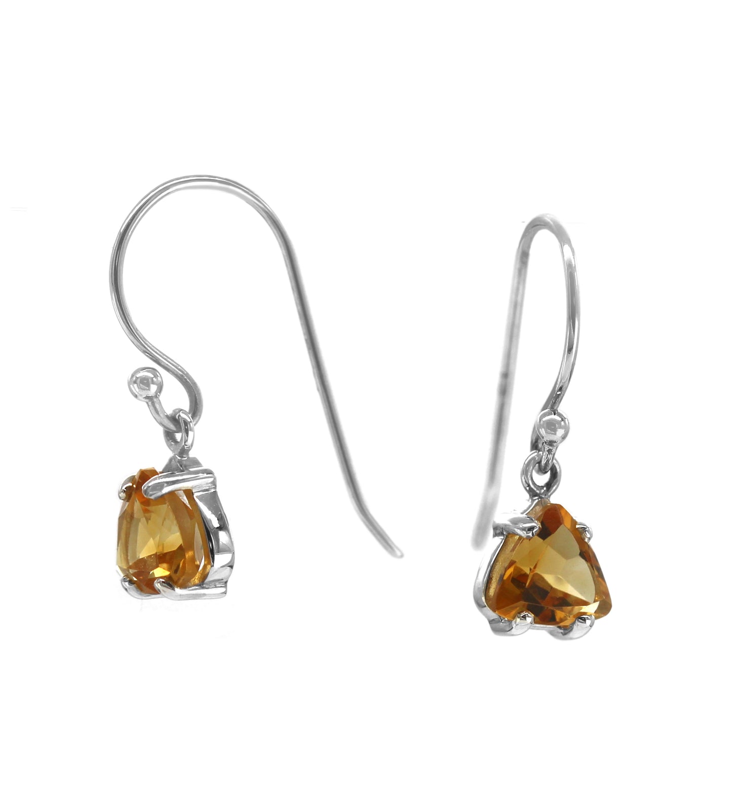 STERLING SILVER CITRINE DROP HOOK EARRINGS