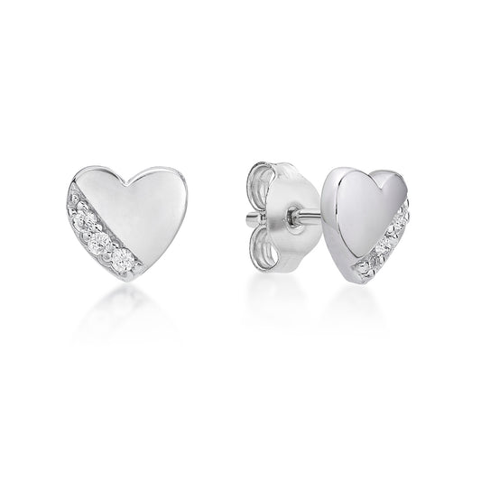 STERLING SILVER CZ HEART STUDS