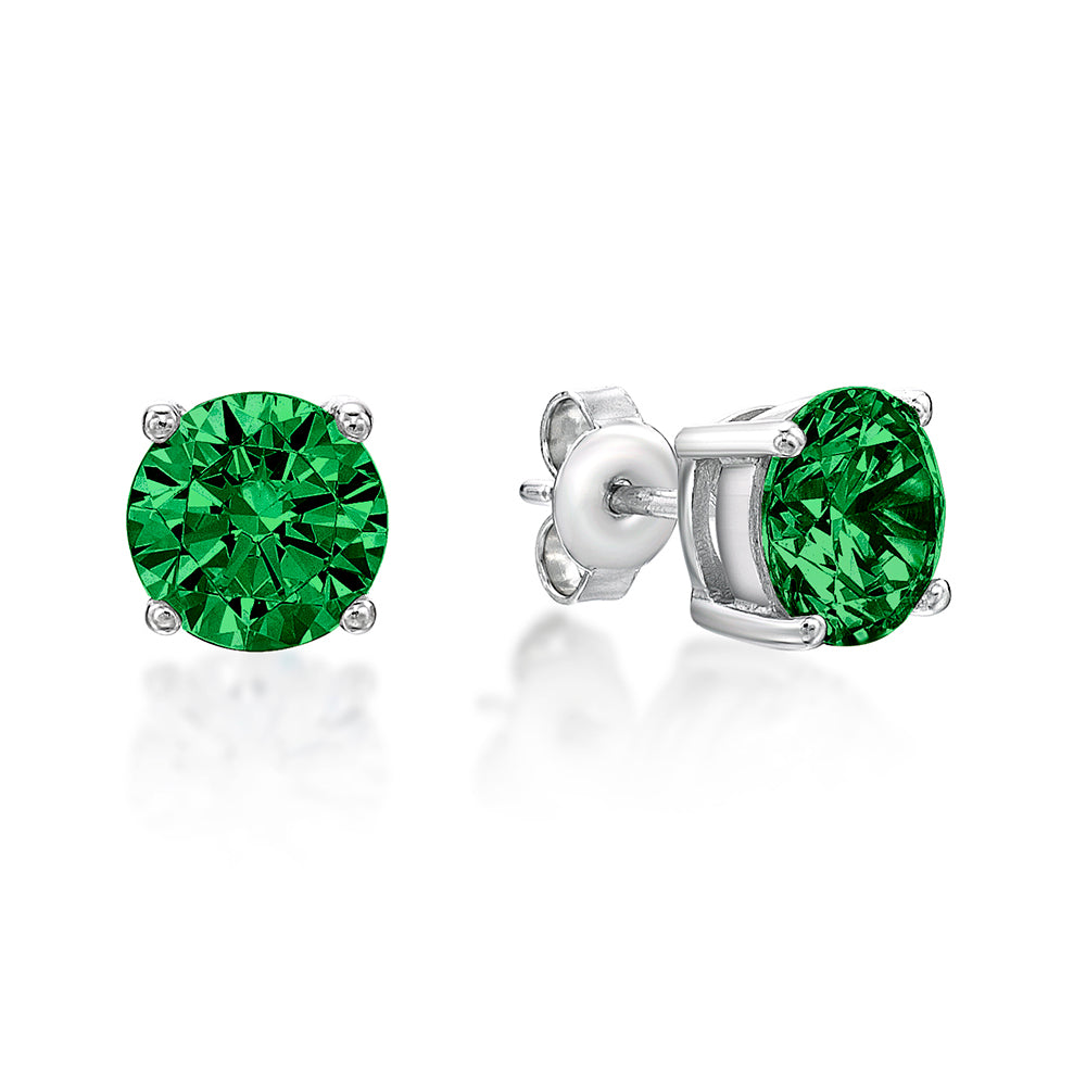 Sterling Silver Green Cubic Zirconia Claw Studs