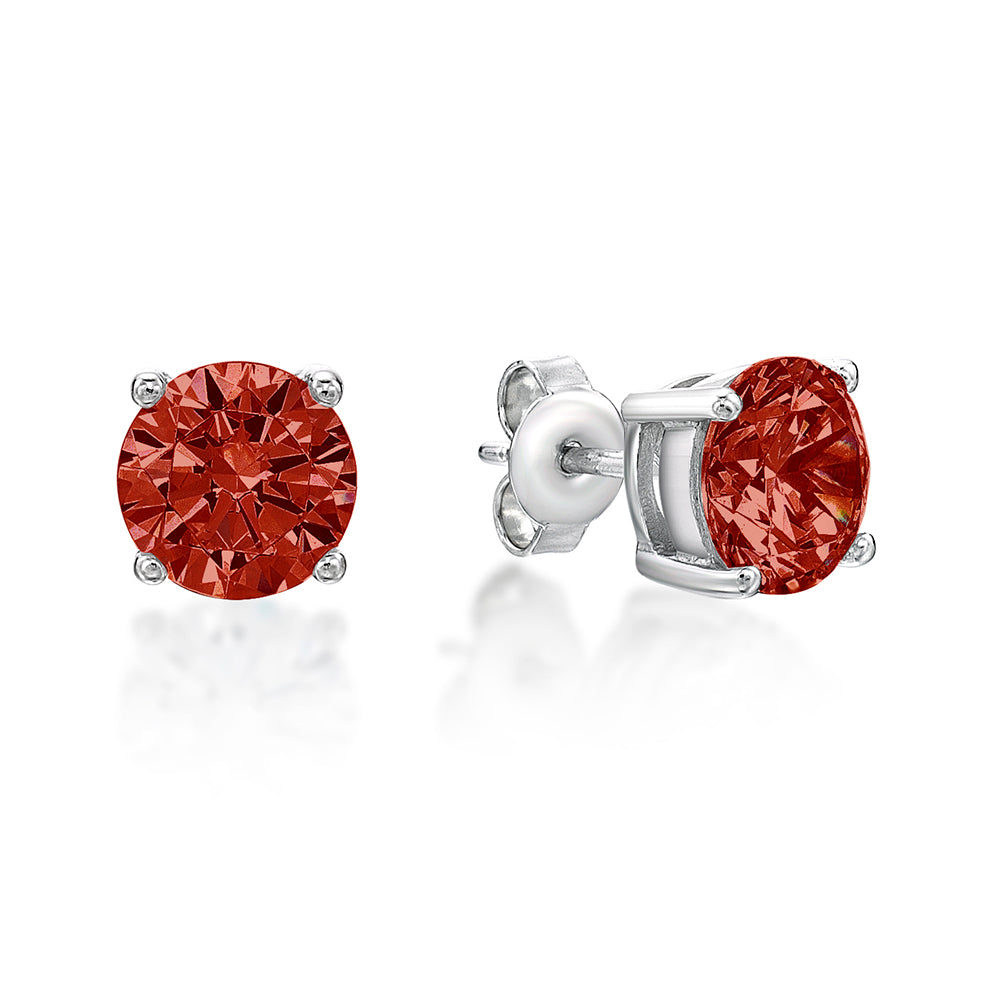 Sterling Silver 5mm Claw Red Cubic Zirconia Studs