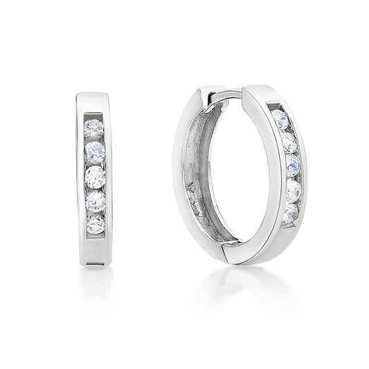 Sterling Silver Cz Huggie Earrings