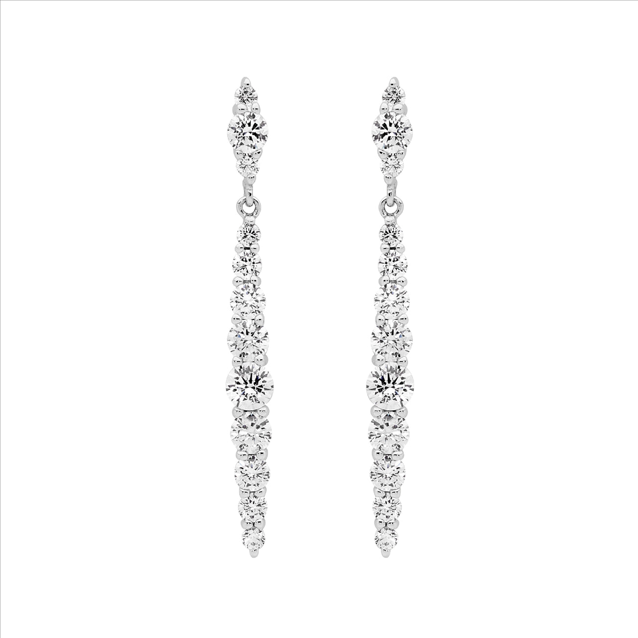 SS gradual WH CZ to cntr drop earrings - RRP $119