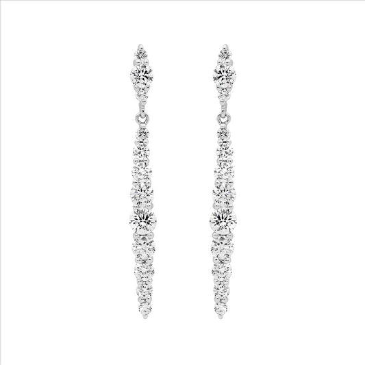 SS gradual WH CZ to cntr drop earrings - RRP $119