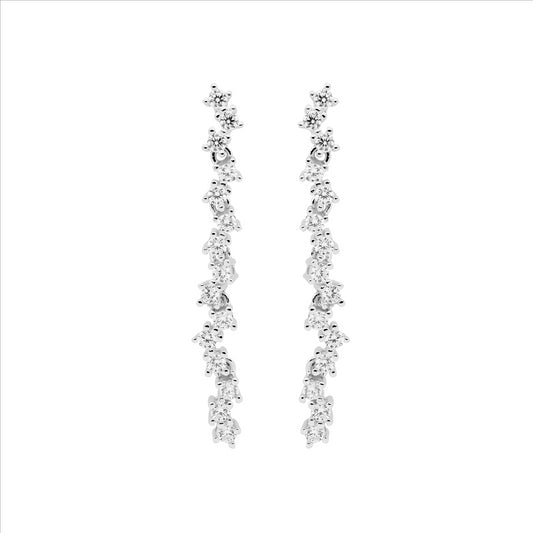 SS WH CZ staggered 4cm drop earrings - RRP $129