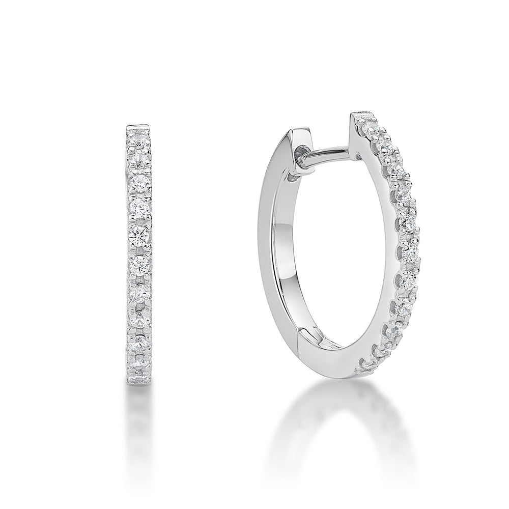 Sterling Silver 17mm Huggies with Cubic Zirconia