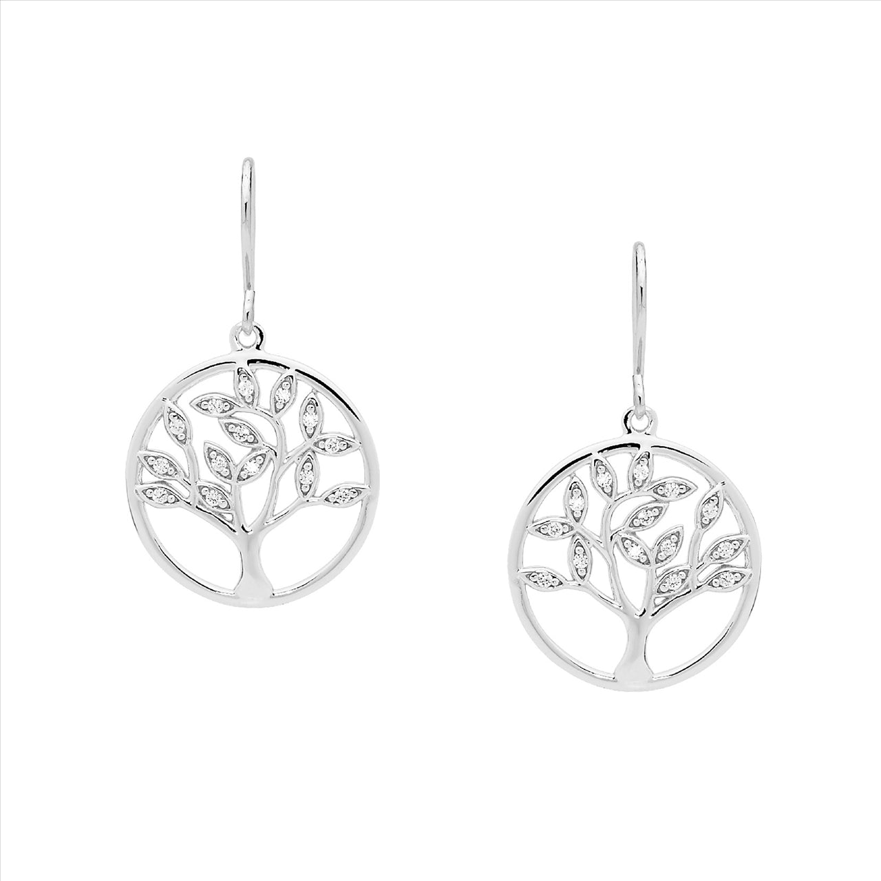 SS WH CZ Tree of Life Earrings on Shp/Hook - RRP $89