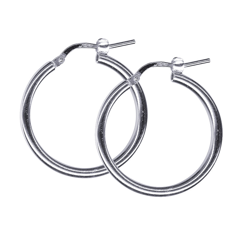 Sterling Silver 20Mm Italian Plain Hoop Earrings