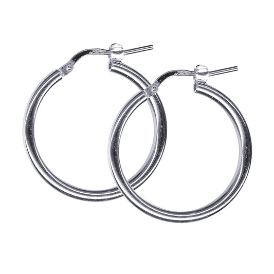 Sterling Silver 20Mm Italian Plain Hoop Earrings