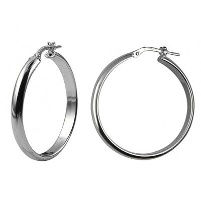 Sterling Silver Italian Half Round Hoop