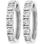 Elegant Ladies' Earrings Crafted from Sterling Silver Featuring 0.10 Carats of Sparkling Diamonds.