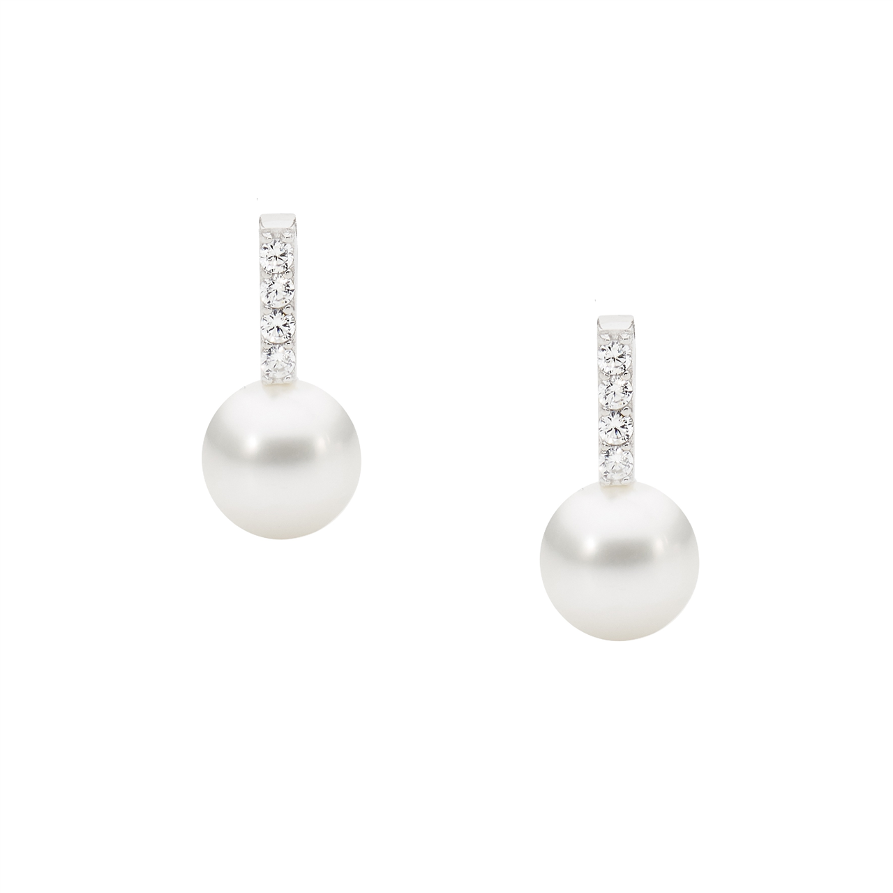 Elegant cubic zirconia pearl drop studs for ladies