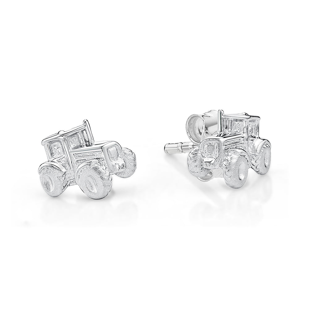 Sterling Silver Tractors Stud Earrings