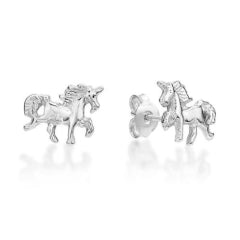Sterling Silver Enamel Umicorn Stud Earrings