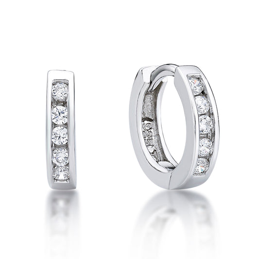 Sterling Silver Wht 2.6 Xx 11.5Mm Huggie Earrings