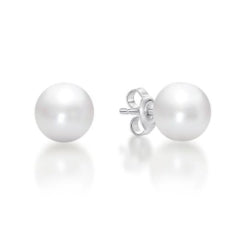 These Sterling Silver Button Stud Earrings Feature Stunning Freshwater Pearls Measuring 11 To 11.5 Millimeters In Diameter, Showcasing A Classic White Hue.