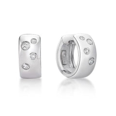 Sterling Silver Polish Hammer Set 6.4X15mm Huggies