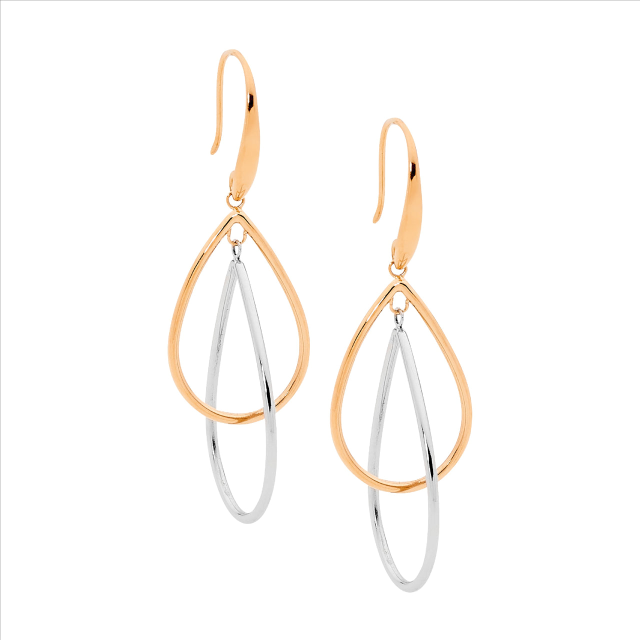 Double Open Tear Earrings Made Of Stainless Steel With Rose Gold Ip Plating
