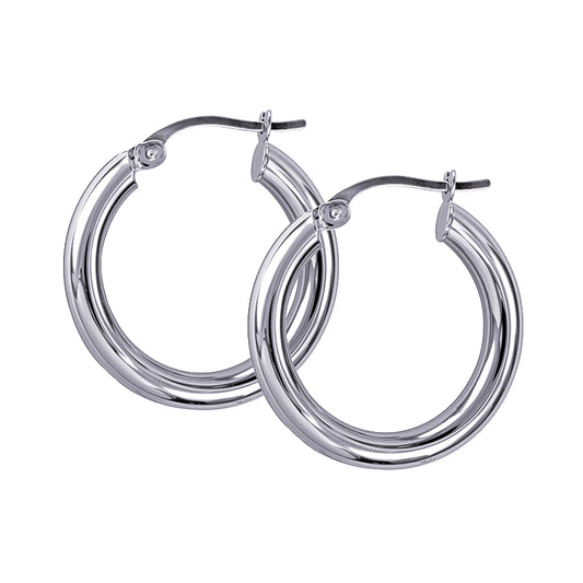 Sterling Silver Italian Plain Hoop Earrings