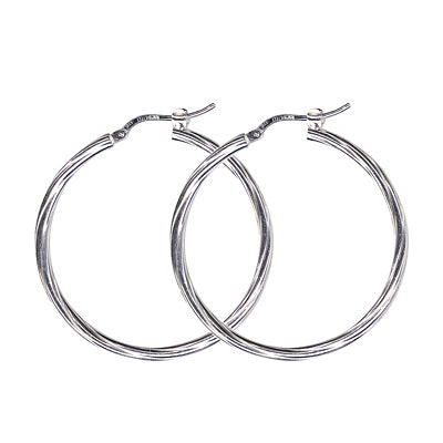Sterling Silver Twist Hoop Earrings