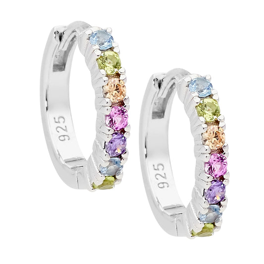 Ss Pastel Colour Cz 14Mm Hoop Earrings