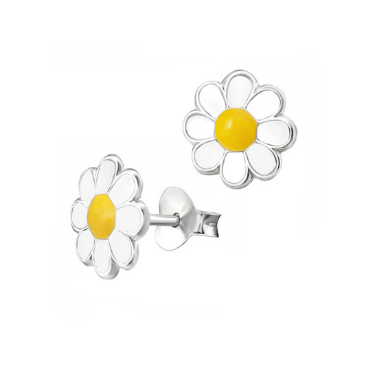 Sterling Silver Enamel Daisy Studs