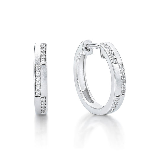 Sterling Silver Huggie With Cubic Zirconia earrings