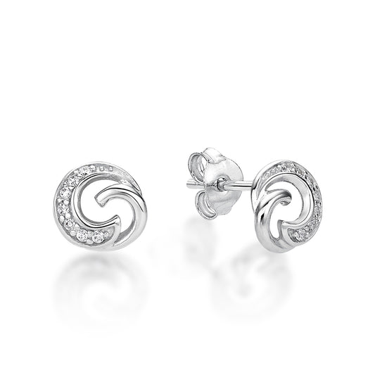Sterling Silver Cubic Zirconia Overlap Stud Earrings