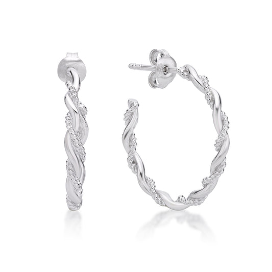 Sterlling Silver Twisted Hoop Stud Earring