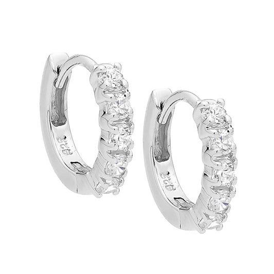 Ss Wh Cz 10Mm Hoop Earrings