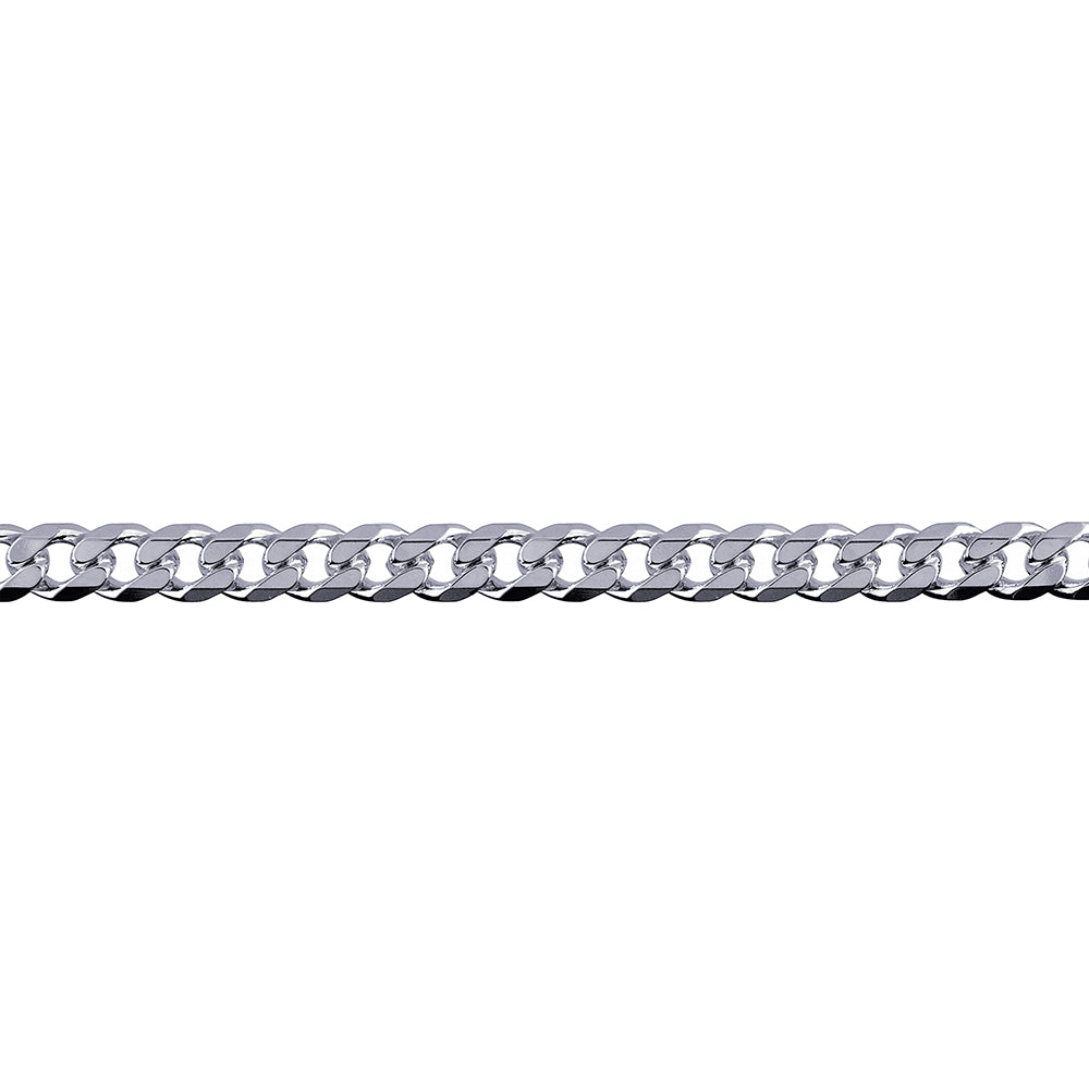 STERLING SILVER BEVELLE DIAMOND CURB CHAIN