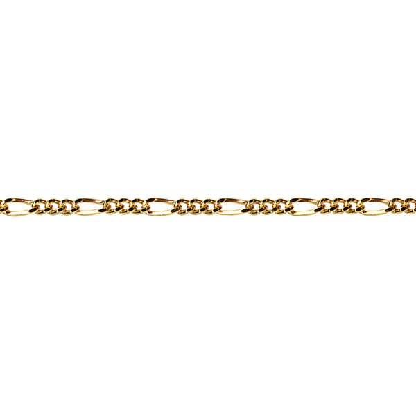 Sterling Silver Hard Gold plated Diamond Cut Figaro Chain