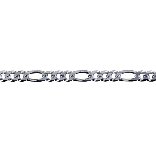 SS 55cm BEVELLED DIAM CUT FIGARO CHAIN