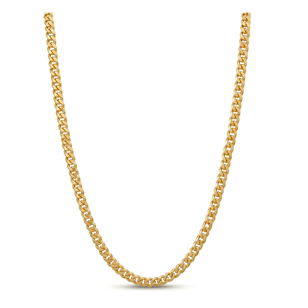 Sterling Silver Triple Hard Gold Plate Diamond Cut Curb 50Cm Chain
