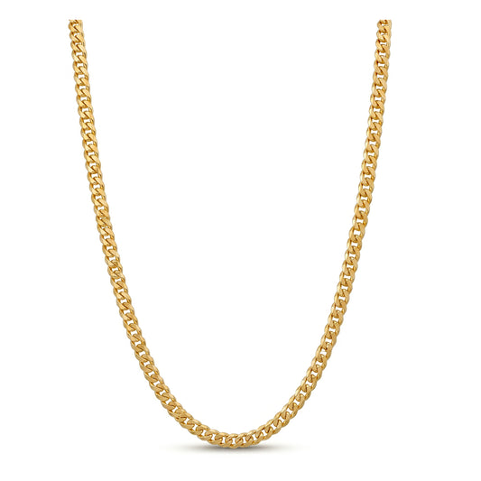 Sterling Silver Triple Hard Gold Plate Diamond Cut Curb 50Cm Chain