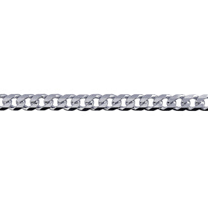 Sterling Silver Bevelled Diamond Cut Curb Chain 55Cm