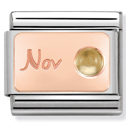 NOM-430508 11- ROSE GOLD STONE OF MONTH Composable classic st/st, & 9ct rose gold (Nov Citrine)