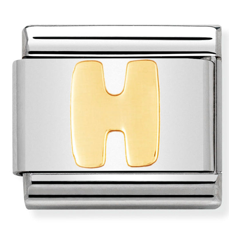 Nom-030101 08- letters composable classic stainless steel & 18 carat gold (letter h)