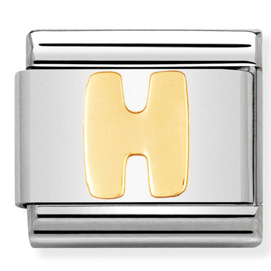 Nom-030101 08- letters composable classic stainless steel & 18 carat gold (letter h)