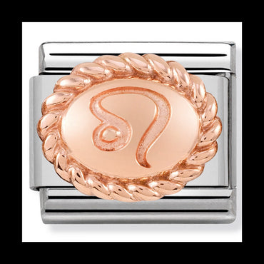 Nomination stainless steel and 9 ct rose gold zodiac Leo