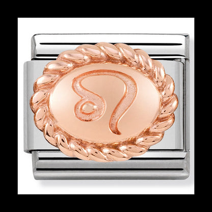Nomination stainless steel and 9 ct rose gold zodiac Leo
