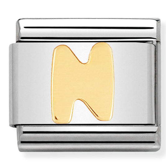 NOM-030101 14 LETTERS composable classic st/st & 18ct gold (Letter N)