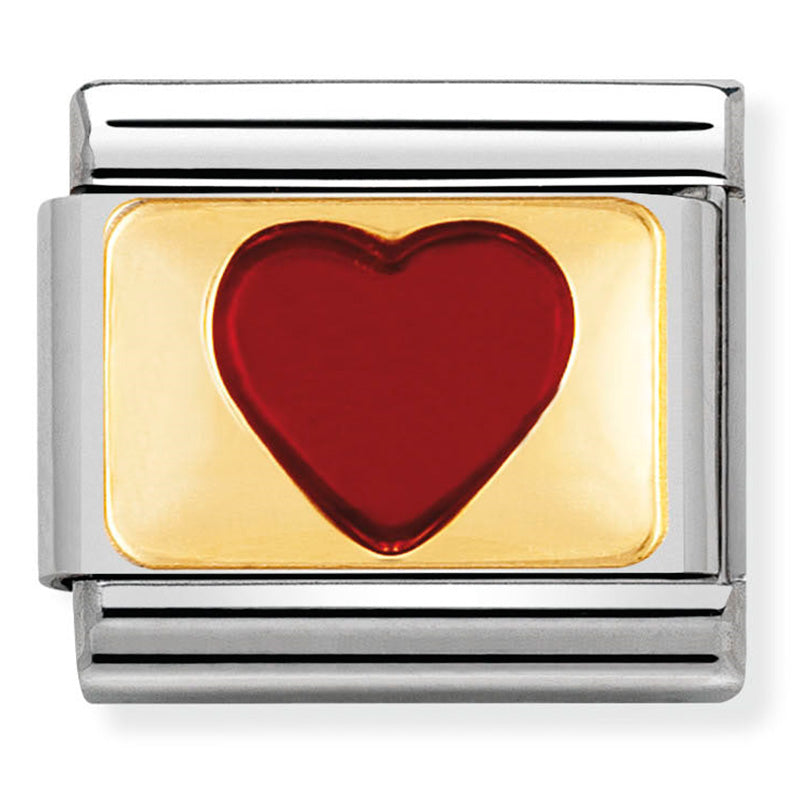 Classic Love St/Steel Enamel And 18Ct Gold Red Heart